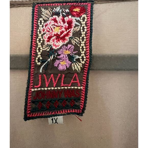 Johnny Was JWLA Classic Raven velvet embroidered draped Boho Blouse 1X beige - Picture 4 of 5